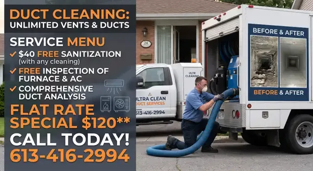 AIR DUCT CLEANING 120$ Flat Unlimited Vents Free Sanitization in Cleaners & Cleaning in London - Image 2