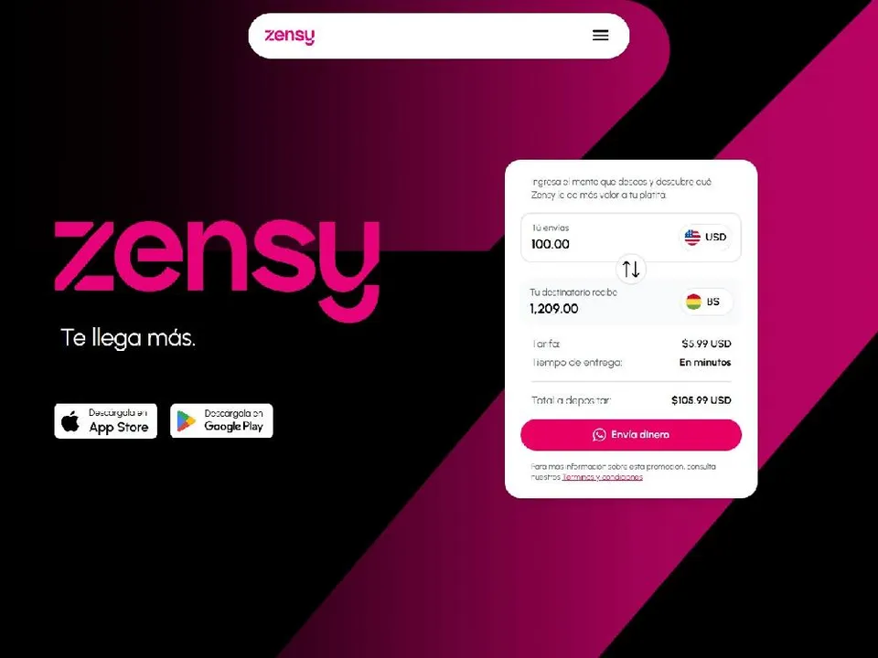 Zensy: Cross-Platform Money Transfer App, US to Bolivia