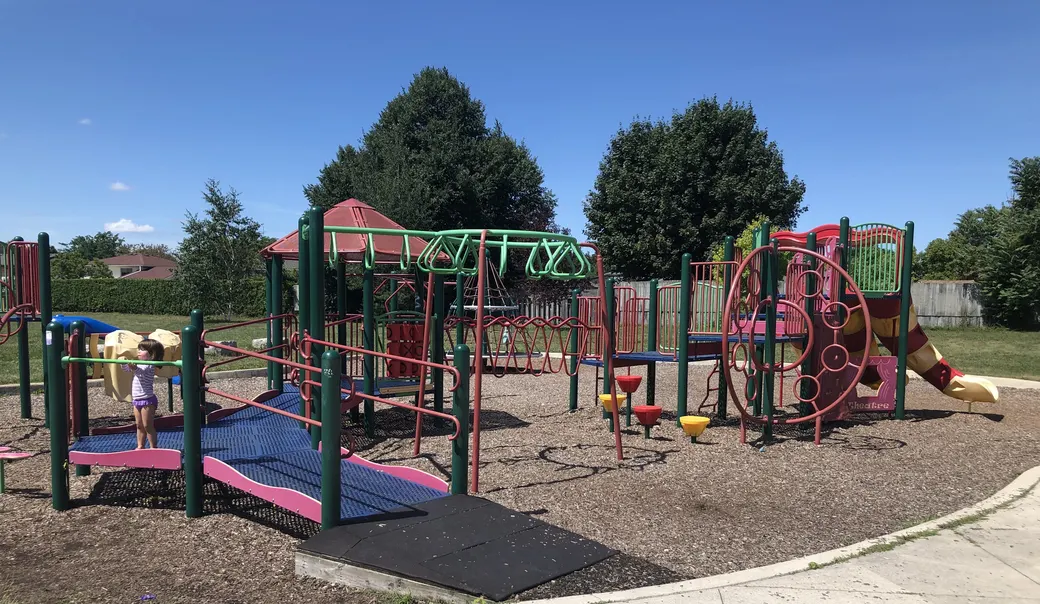 Playground at Ed Blake Park. Published in the source’s 2020 park visit report. Current equipment may differ.