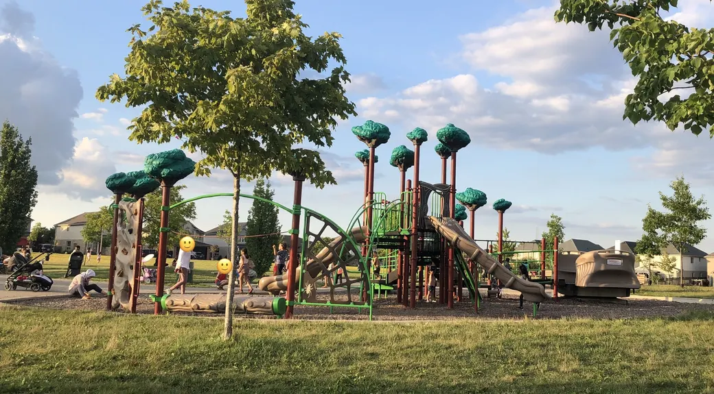 Playground at Meadowgate Park. Published in the source’s 2020 park visit report. Current equipment may differ.