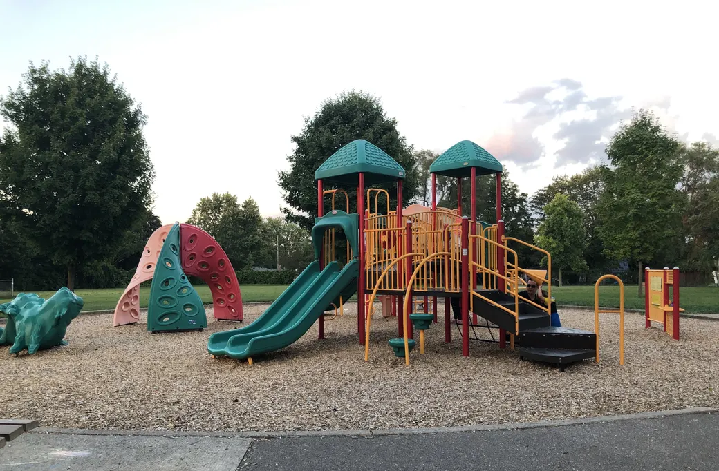 Playground at Rowntree Park. Published in the source’s 2020 park visit report. Current equipment may differ.