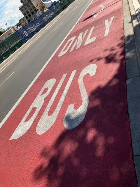 London transit lane, photographed September 2025.